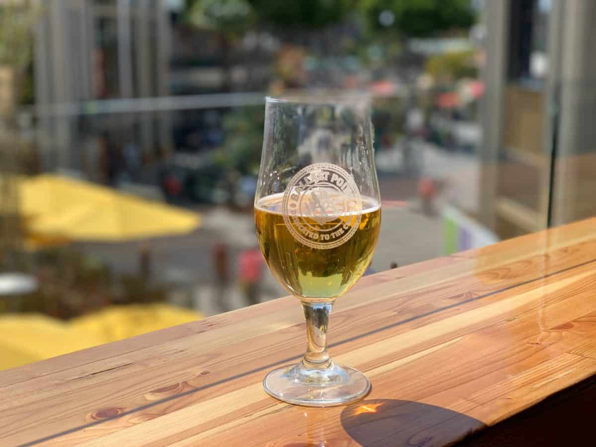 BP Lager and Bacon-Wrapped Bratwurst Hoagie Lager Madness Ballast Point Brewery Downtown Disney District