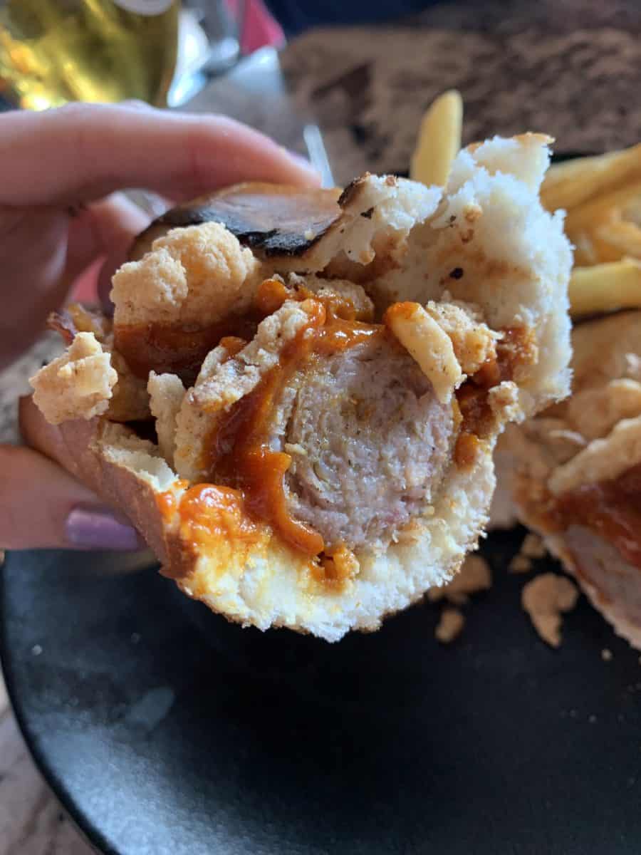 BP Lager and Bacon-Wrapped Bratwurst Hoagie Lager Madness Ballast Point Brewery Downtown Disney District