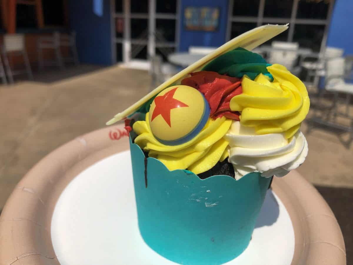 Yellow, red, and white frosting