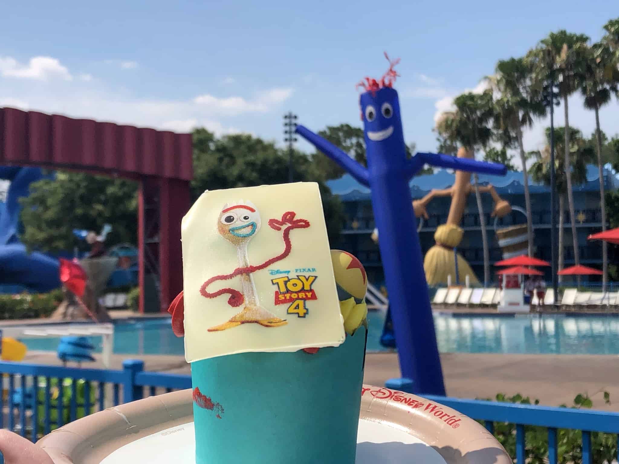 Forky Cupcake with Inflatable Tube Man Behind it