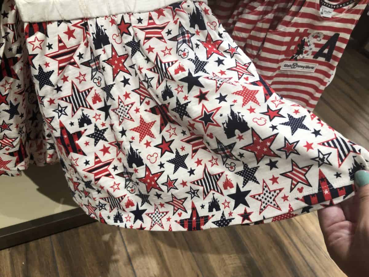 Different patterned stars on the skirt of the Americana youth Minnie Love the USA Dress