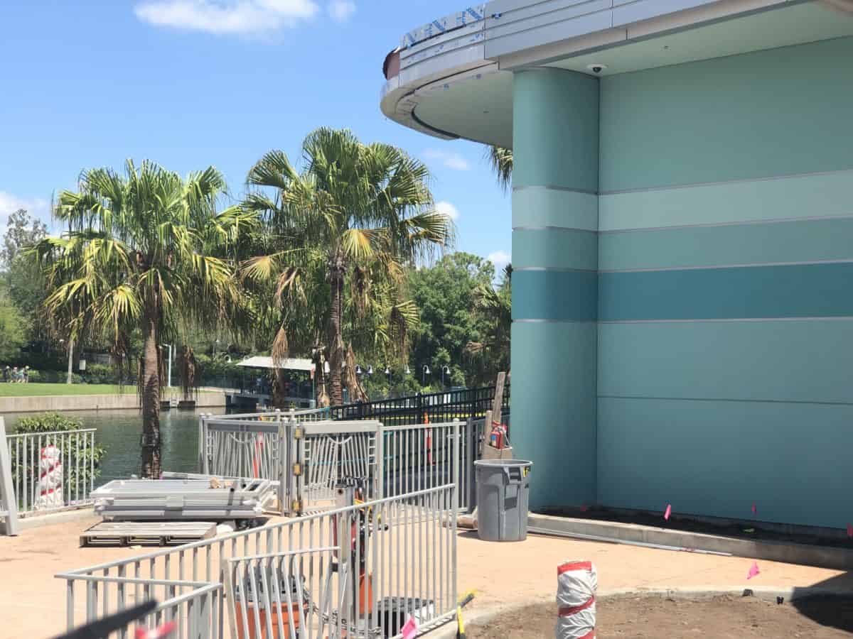 Unfinished ramps to the Hollywood Studios Skyliner Station as seen over the walls
