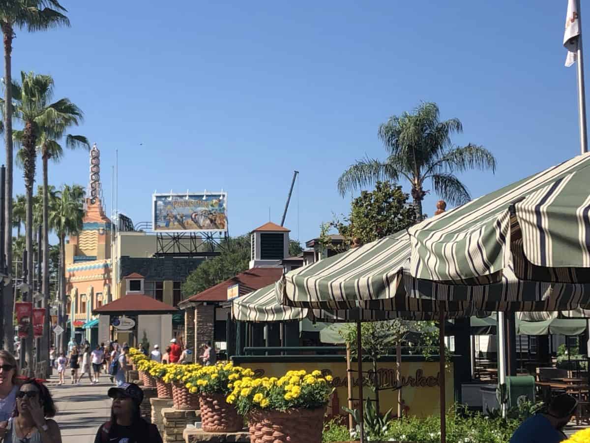 View of the Galaxy's Edge crane from Sunset Boulevard