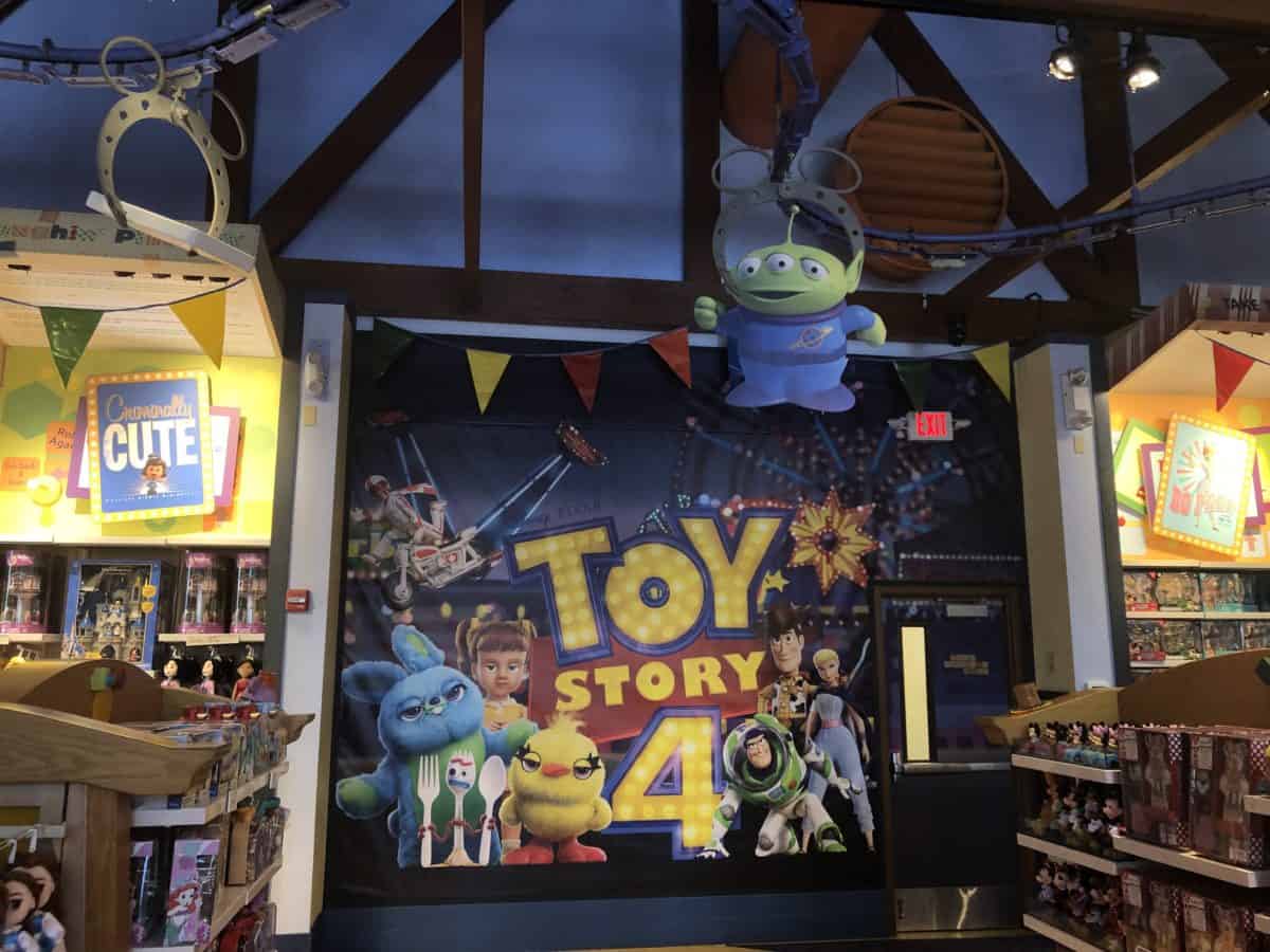 Toy Story 4 poster wall at Once Upon a Toy
