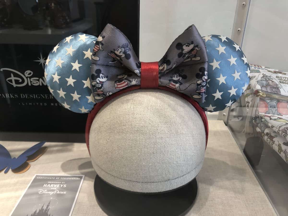 Harveys Designer Collection Park Americana Ears with Minnie and Mickey bow, and star ears