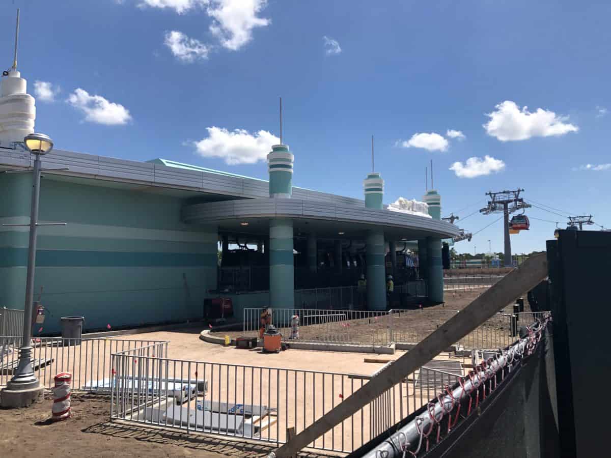 A look over the walls at the unfinished Hollywood Studios Skyliner Station