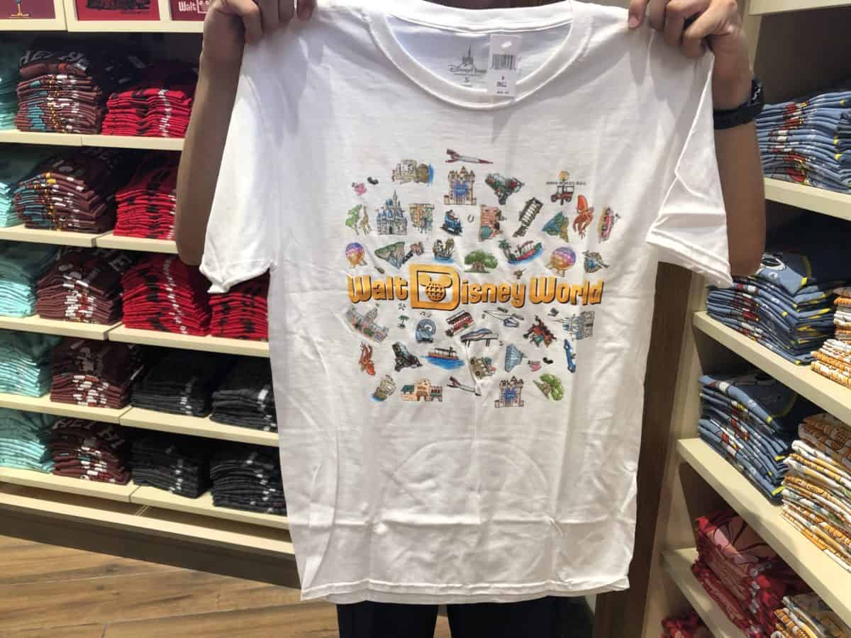 White shirt with Walt Disney World attractions