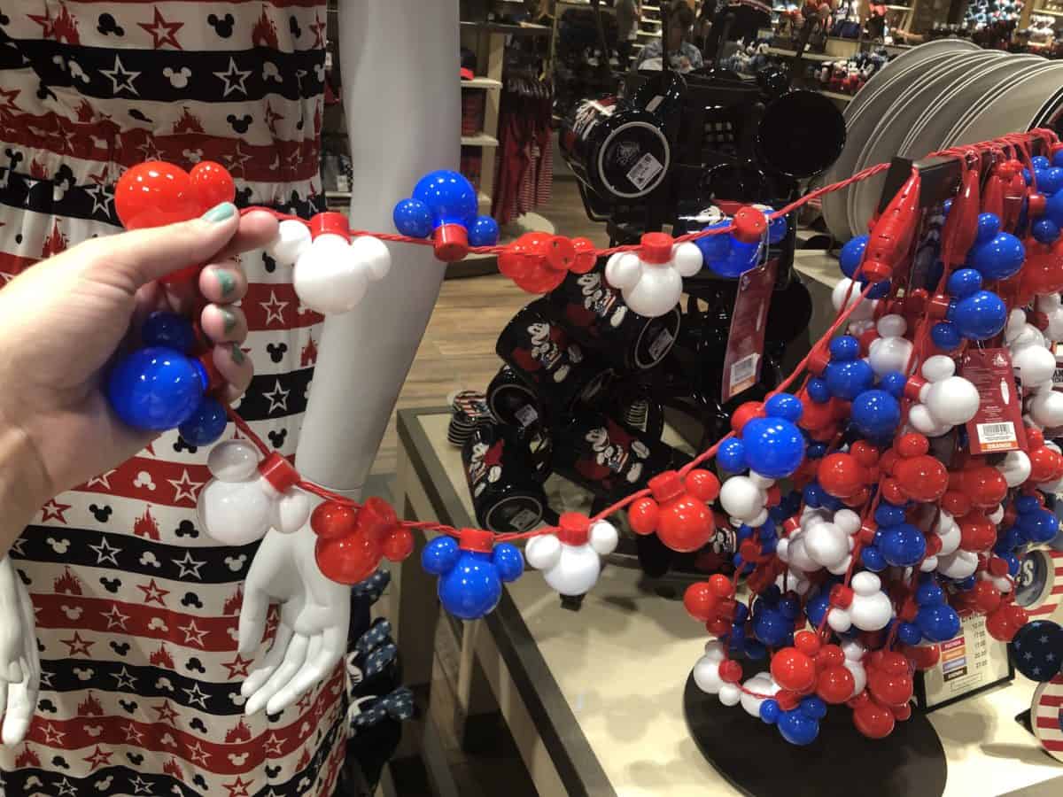 Red, White, and Blue Mickey Light Up Plastic Necklace
