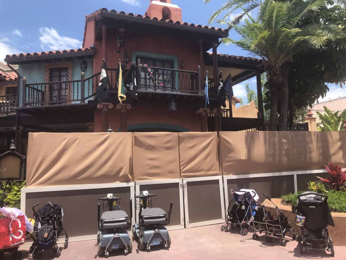 Tortuga Tavern covered with a scrim and the sign removed