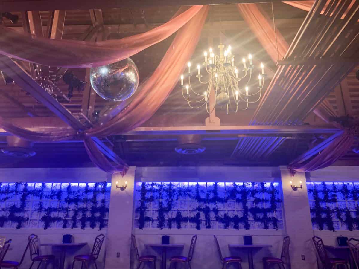 PizzeRizzo Banquet Hall Disco Ball and Chandelier