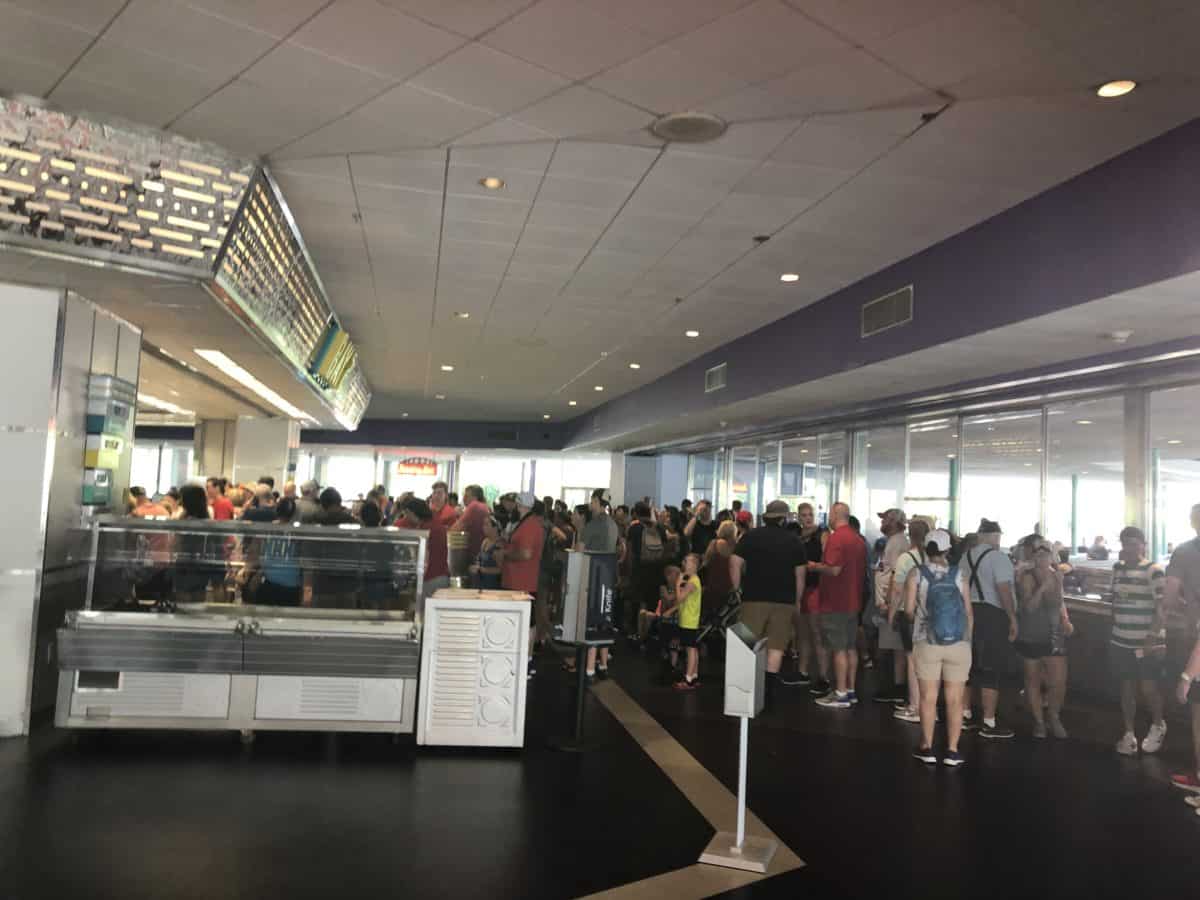 long lines of people