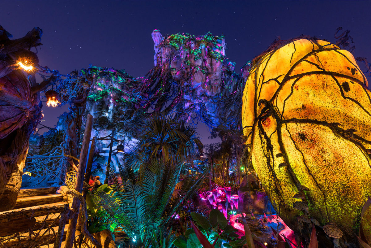 Nighttime view of Pandora at Disney's Animal Kingdom