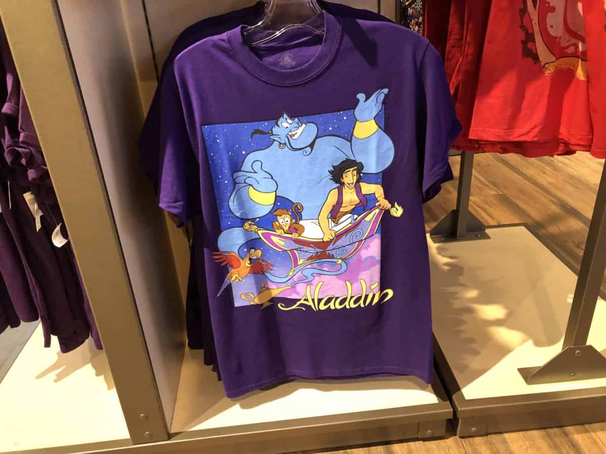 purple shirt with aladdin, abu, and Genie on Carpet