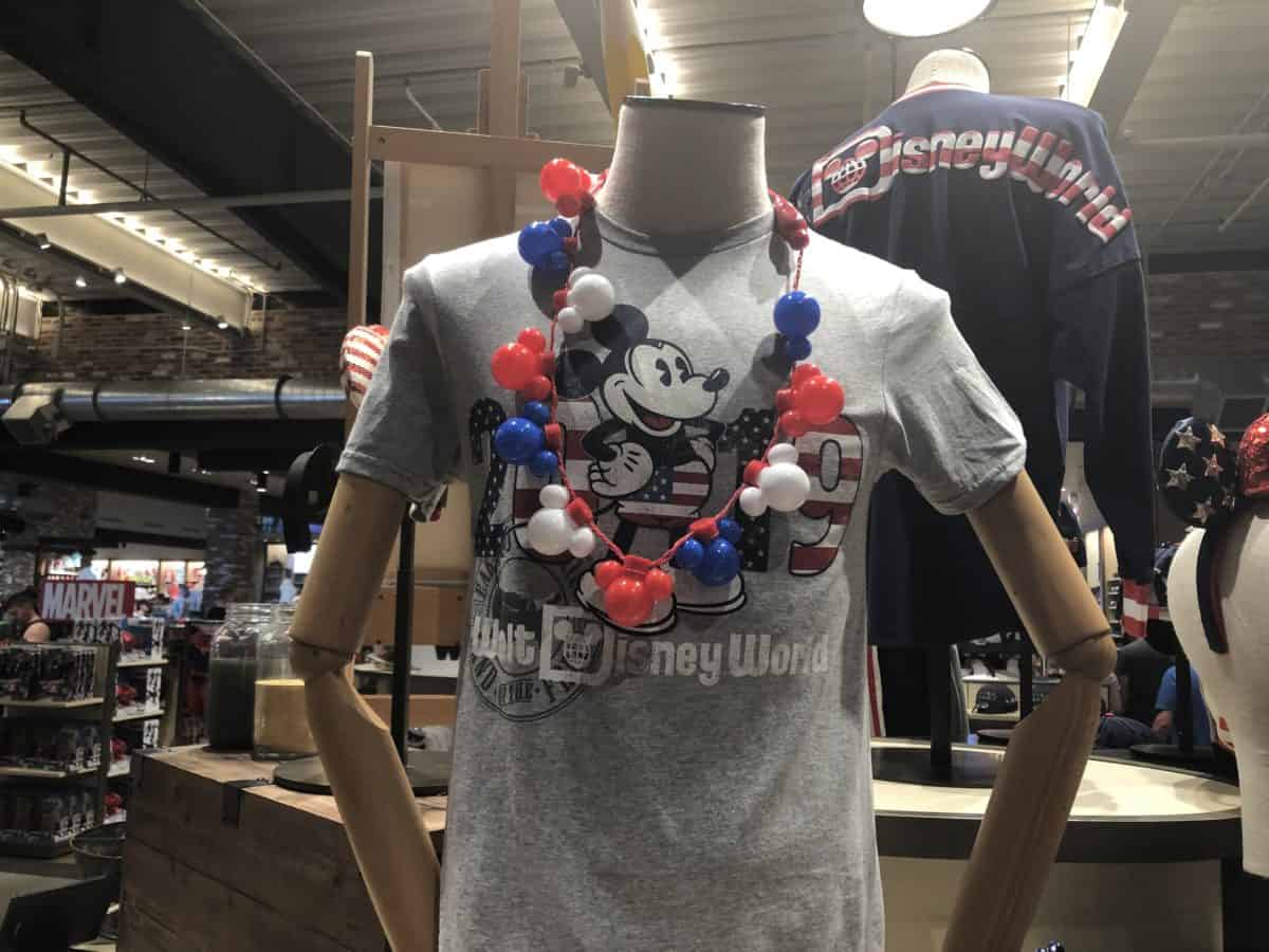 Red, White, and Blue Mickey Light Up Plastic Necklace