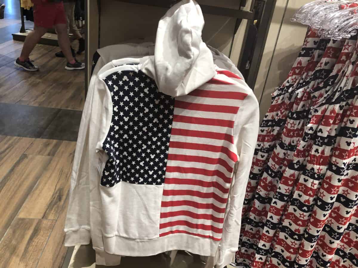 Back of the Americana hoodie, with stars and stripes pattern on the back