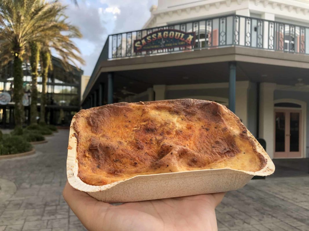 lasagna in front of the entrance of Sassagoula floatworks