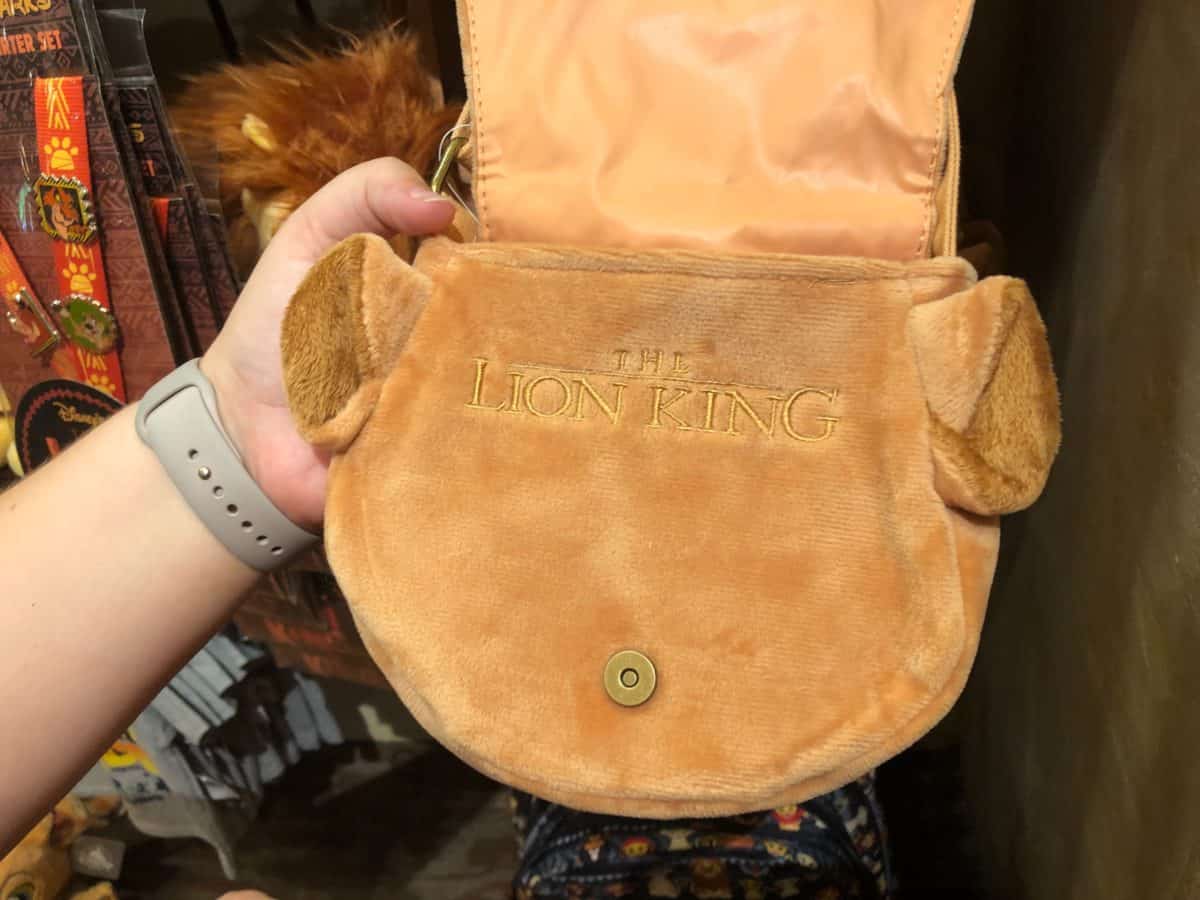 inside of the Nala purse with "The Lion King" written inside