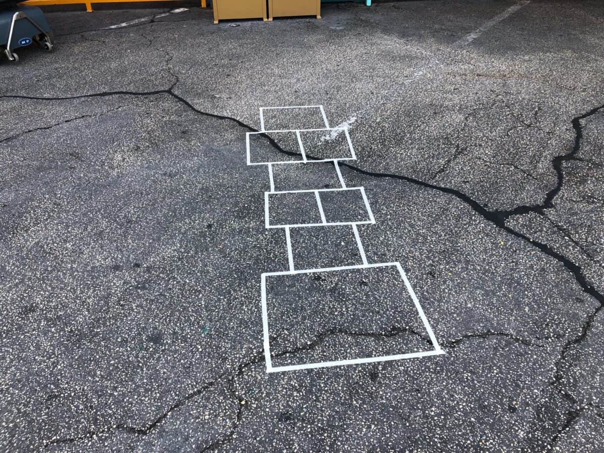 taped squares in front of Primeval Whirl