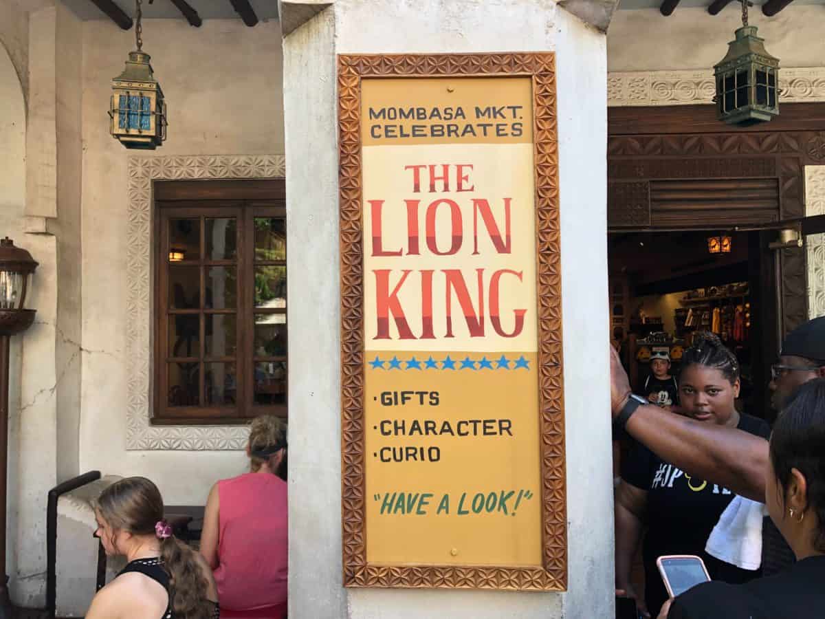 Lion King sign outside Mombasa Marketplace
