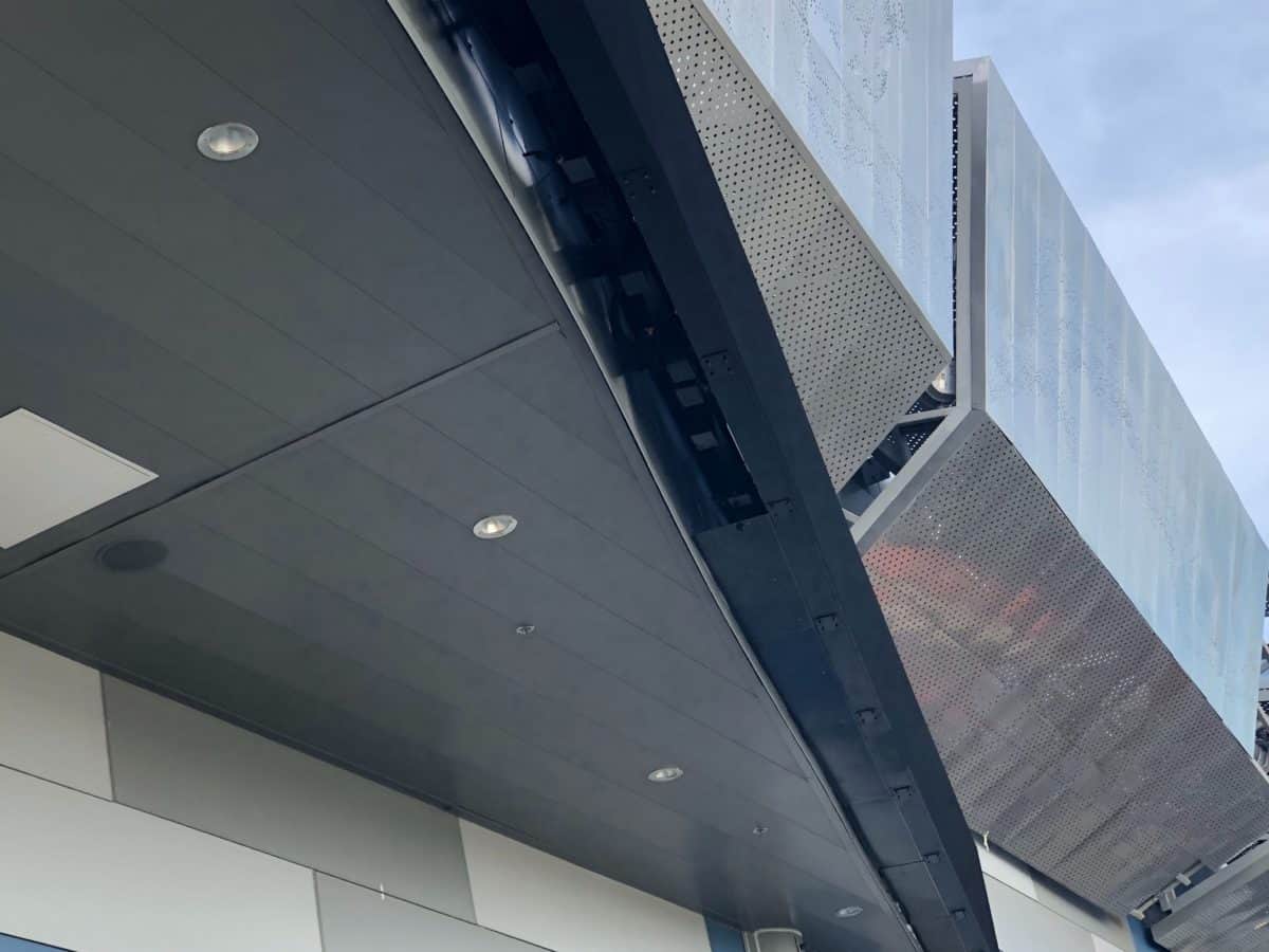 New paneling under the screens at NBA Experience