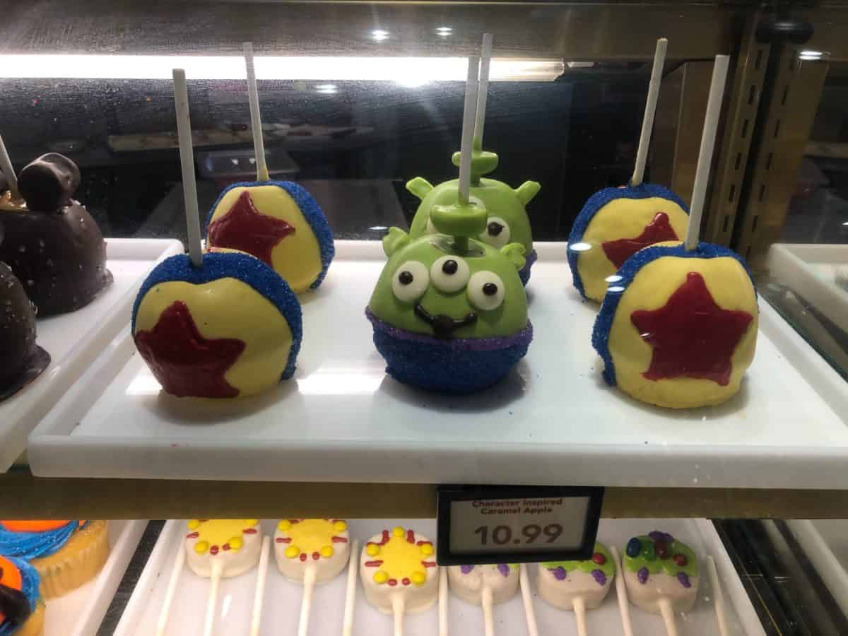 Pixar Ball and Alien Toy Story Caramel Apples at Goofy's Candy Co