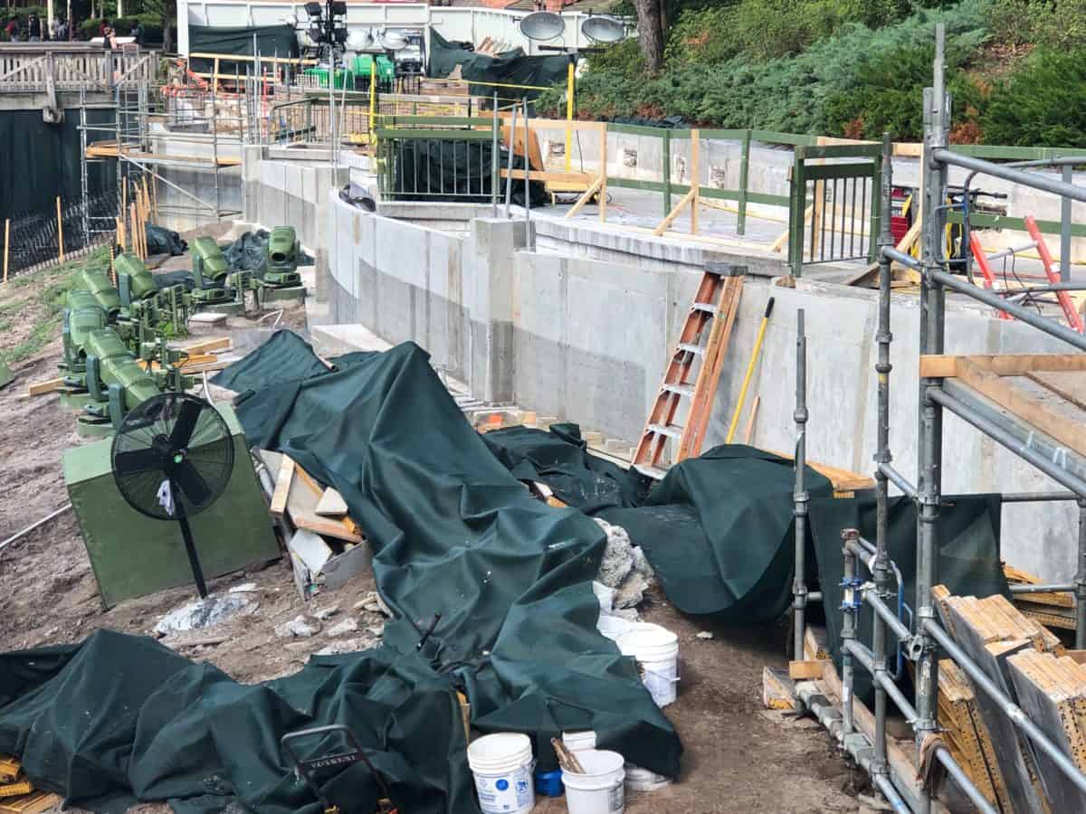 Walls that make up the outline of the new pathway