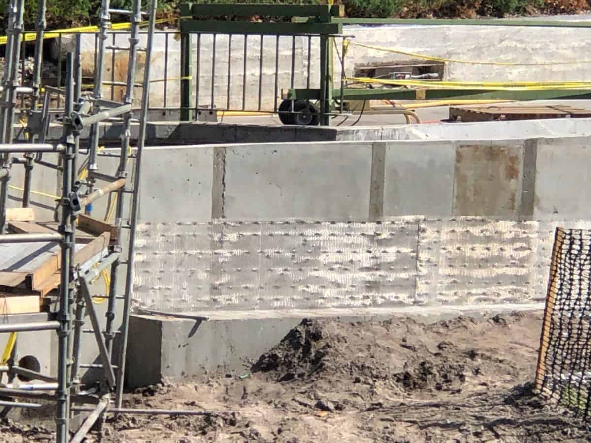 Walls of the new castle pathway