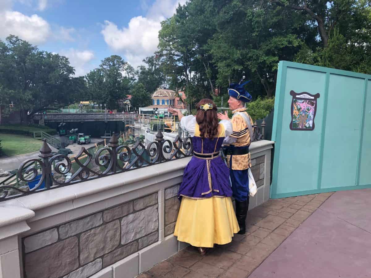 Characters looking at the construction