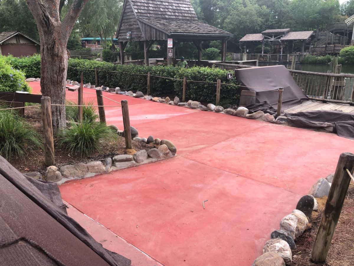 New pavement and stone outline in Frontierland