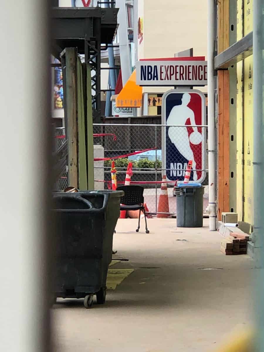 NBA Experience sign through construction walls