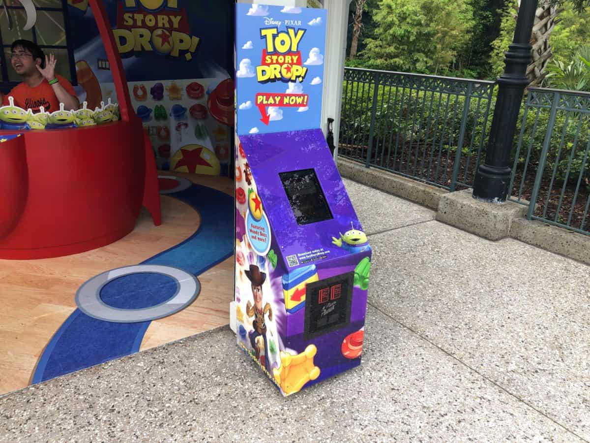 Toy Story Drop Demo Kiosk looks like an arcade machine