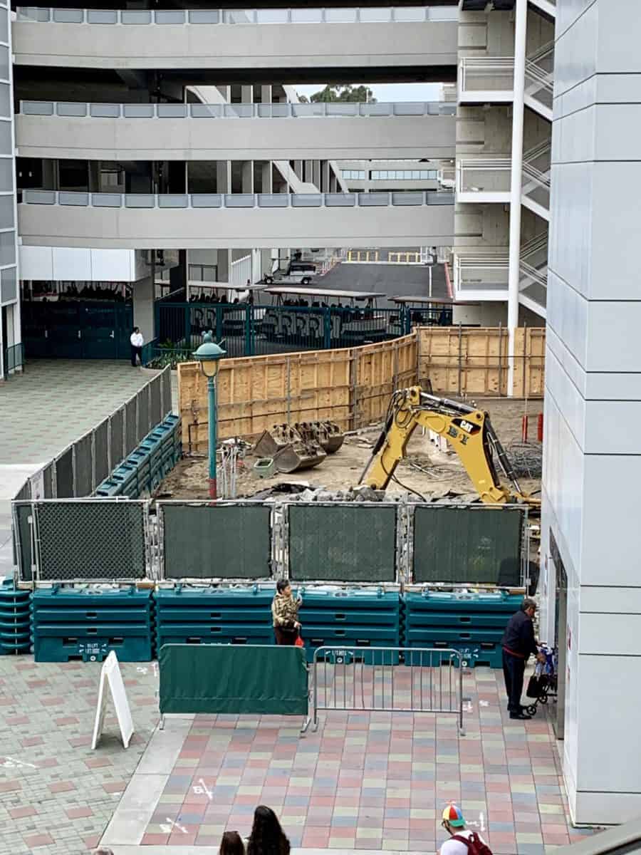 Tram Drop Off Demolition at Mickey and Friends and Pixar Pals Parking Structure Disneyland Resort