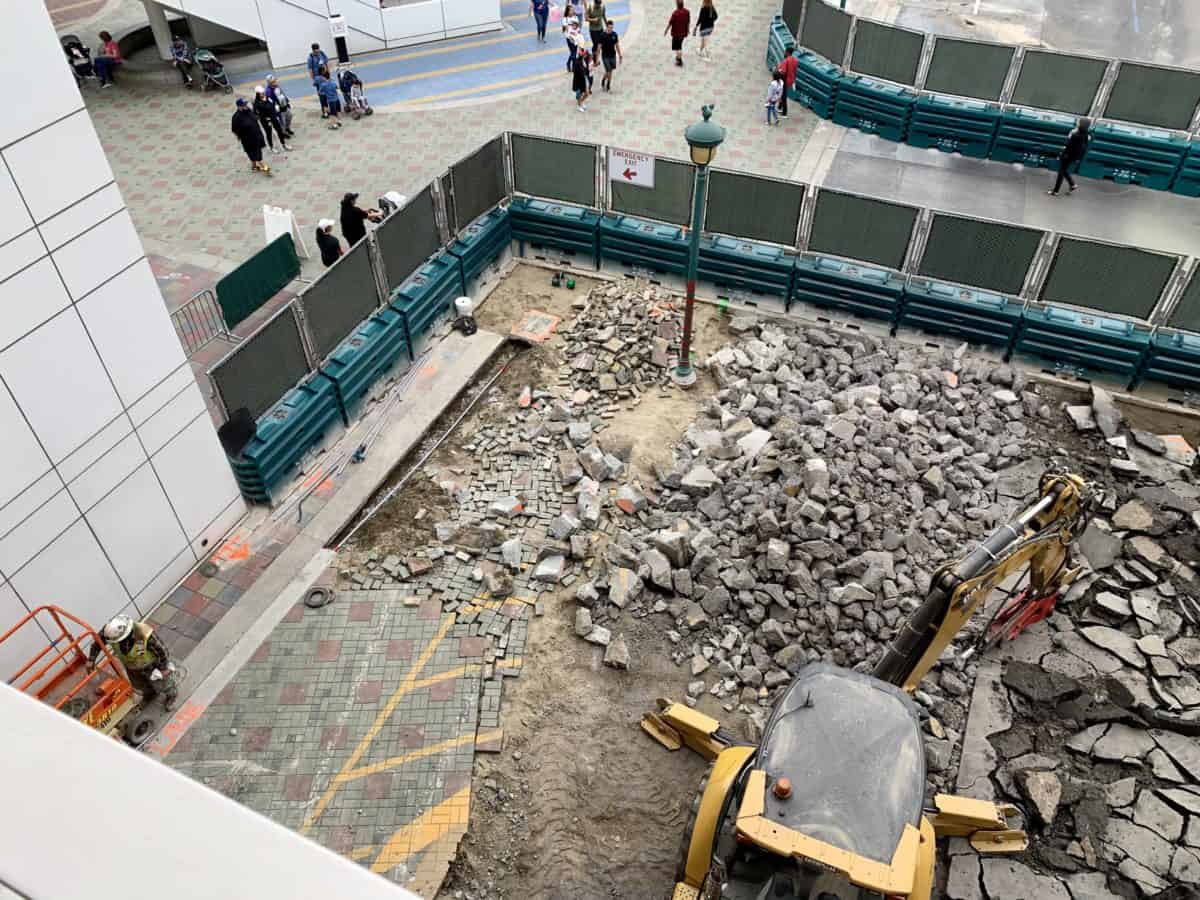 Tram Drop Off Demolition at Mickey and Friends and Pixar Pals Parking Structure Disneyland Resort
