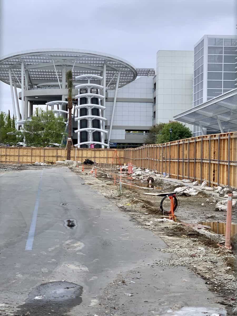 Tram Drop Off Demolition at Mickey and Friends and Pixar Pals Parking Structure Disneyland Resort