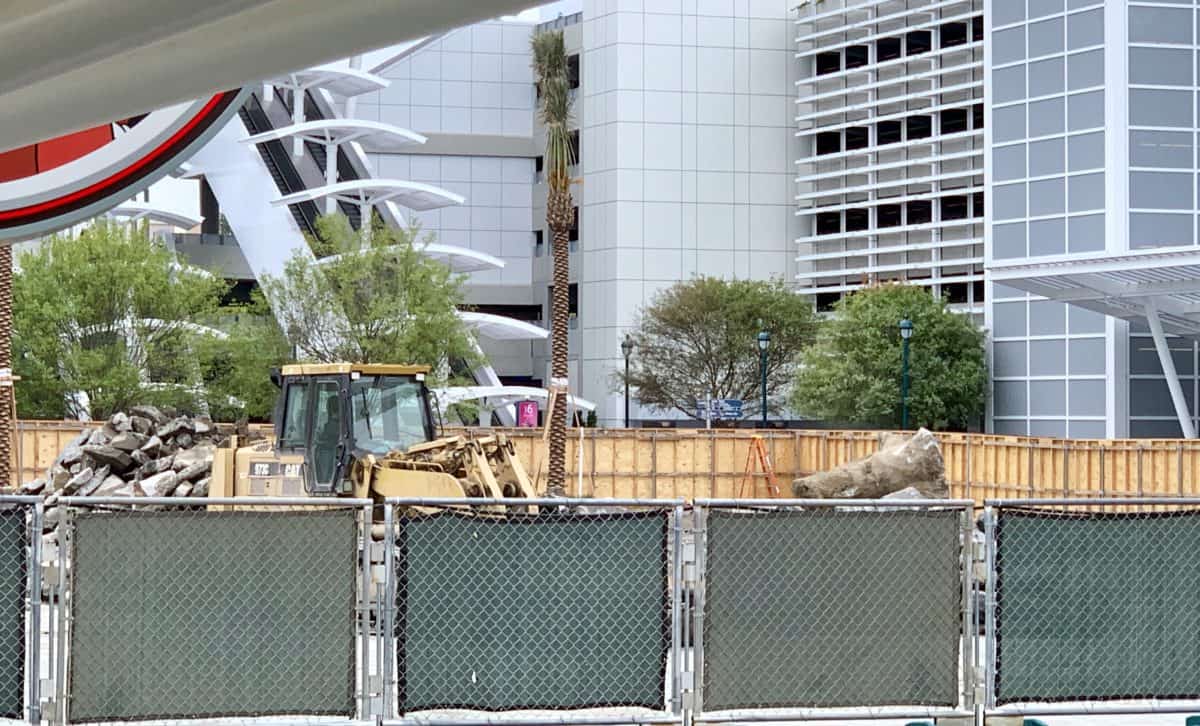 Tram Drop Off Demolition at Mickey and Friends and Pixar Pals Parking Structure Disneyland Resort