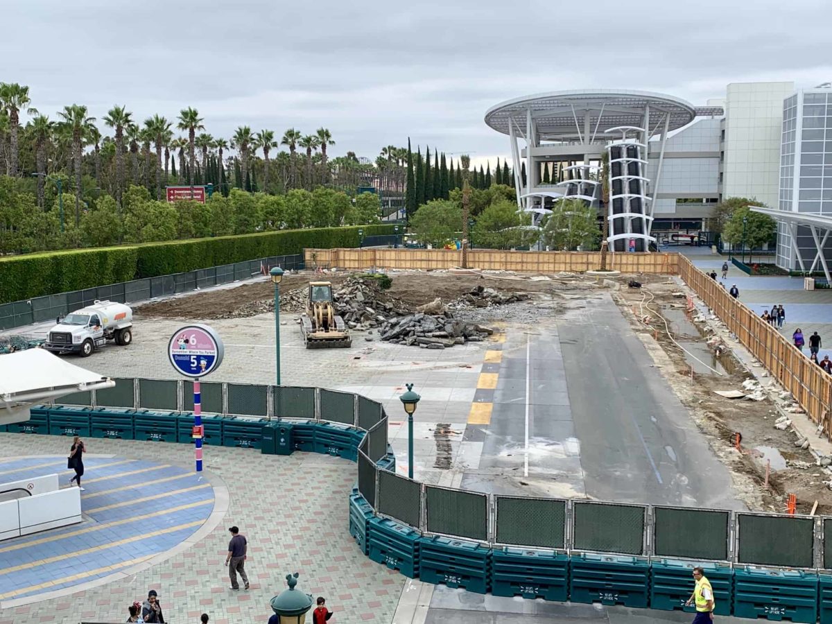 Tram Drop Off Demolition at Mickey and Friends and Pixar Pals Parking Structure Disneyland Resort