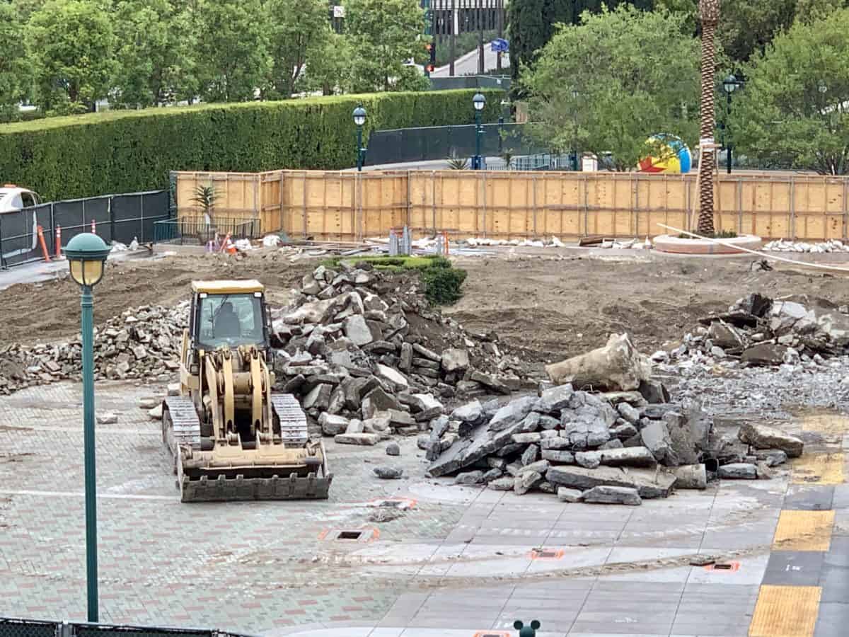 Tram Drop Off Demolition at Mickey and Friends and Pixar Pals Parking Structure Disneyland Resort
