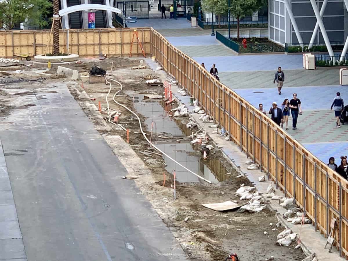 Tram Drop Off Demolition at Mickey and Friends and Pixar Pals Parking Structure Disneyland Resort