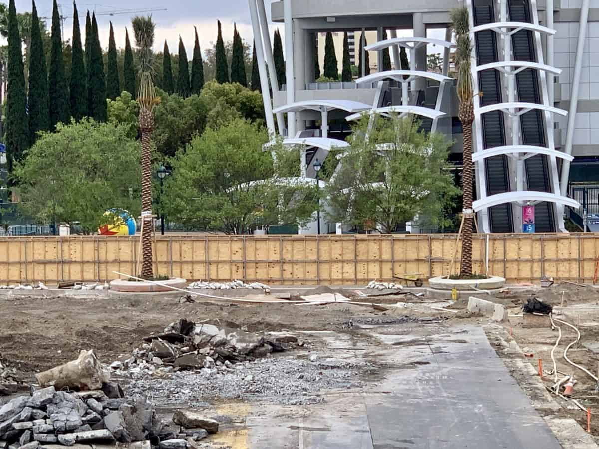 Tram Drop Off Demolition at Mickey and Friends and Pixar Pals Parking Structure Disneyland Resort
