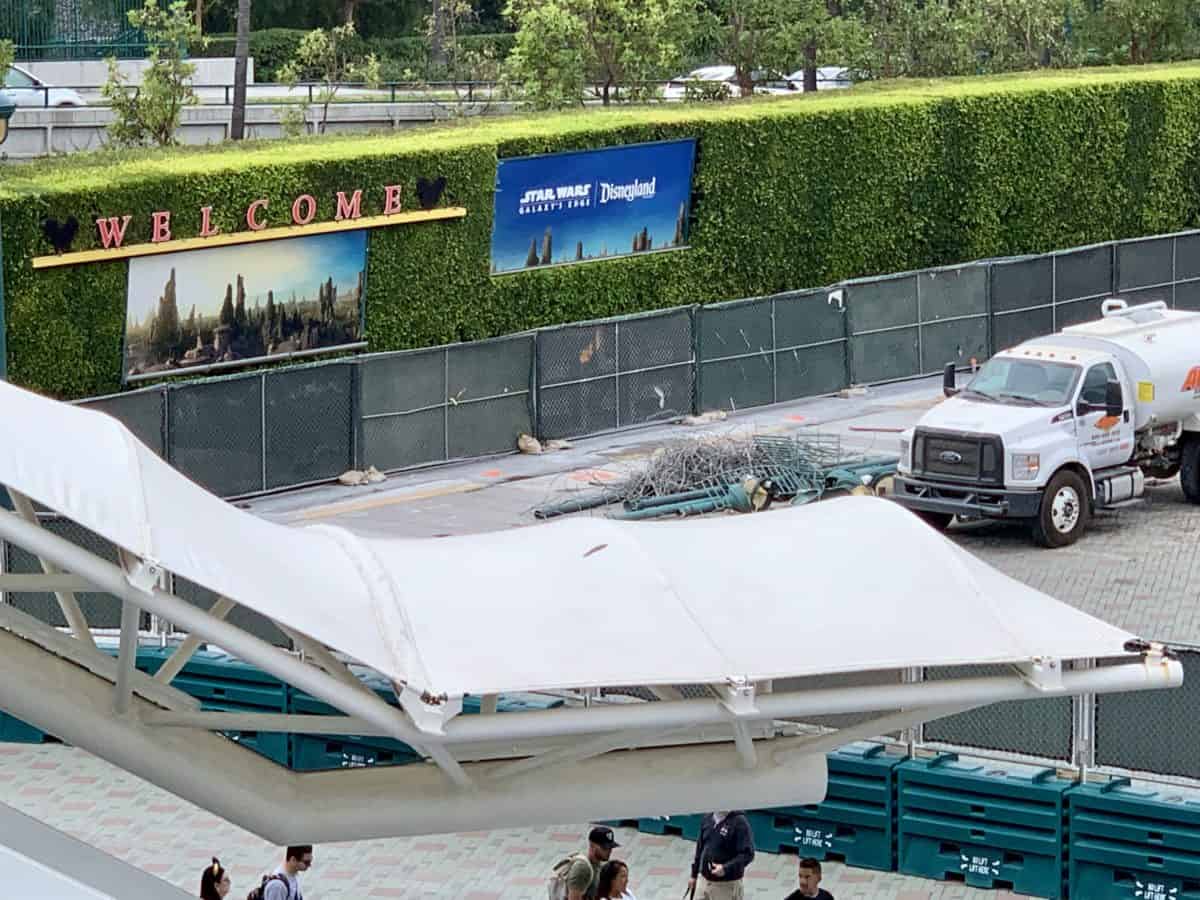 Tram Drop Off Demolition at Mickey and Friends and Pixar Pals Parking Structure Disneyland Resort