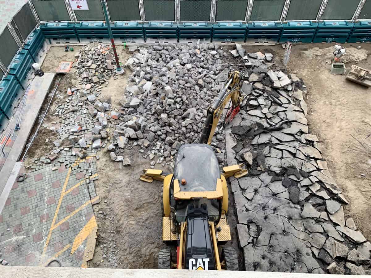 Tram Drop Off Demolition at Mickey and Friends and Pixar Pals Parking Structure Disneyland Resort