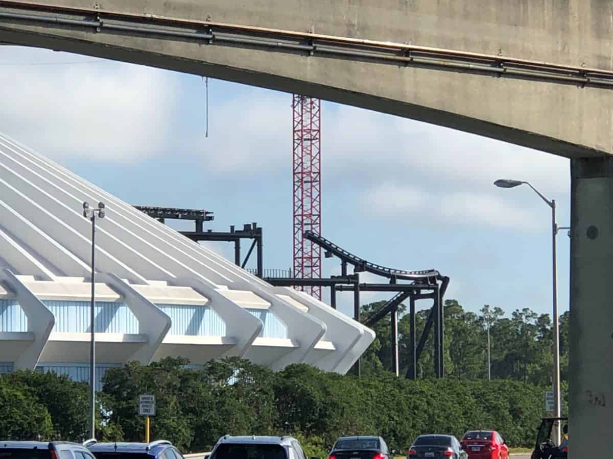 Tron track visible over Space Mountain from the Contemporary