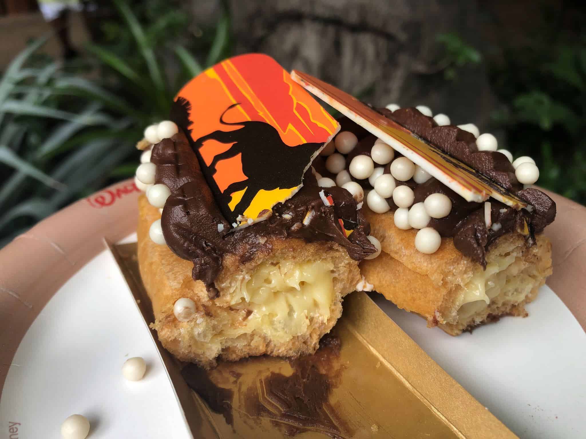 Caramel Eclair cut in half