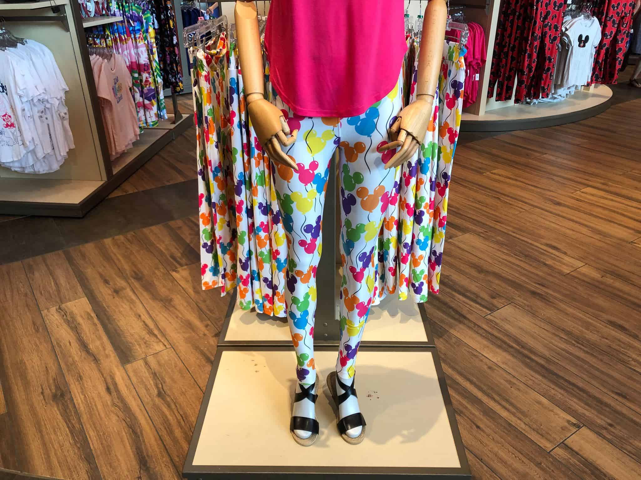 White Leggings with bright colored Mickey balloon design