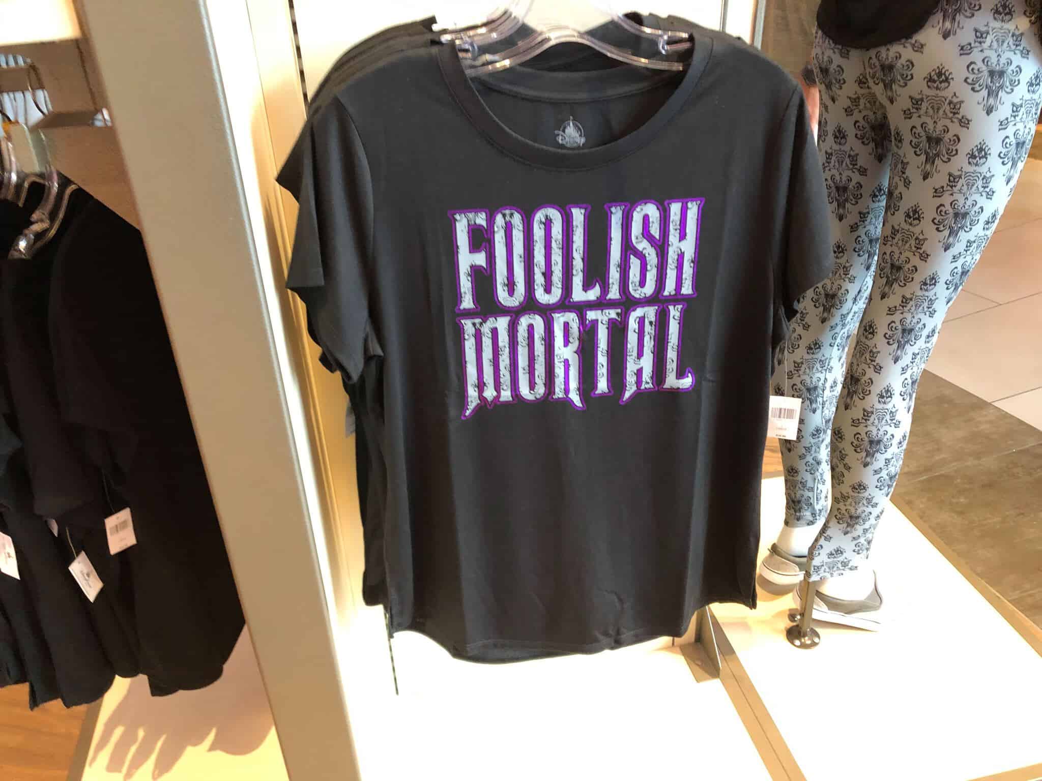 Foolish Mortal Top, black top with purple lettering