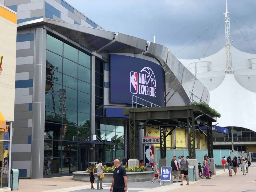 NBA Experience store is open, screens are lit