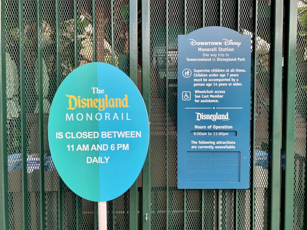 Disneyland Monorail Reduced Hours Disneyland Resort