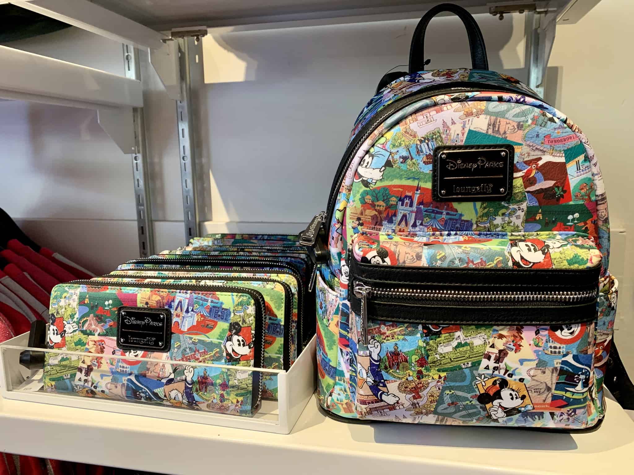 Downtown Disney District July 1 2019 Mickey and Friends Abstract Topiaries, Retro Disney Parks Collage Loungefly, and More