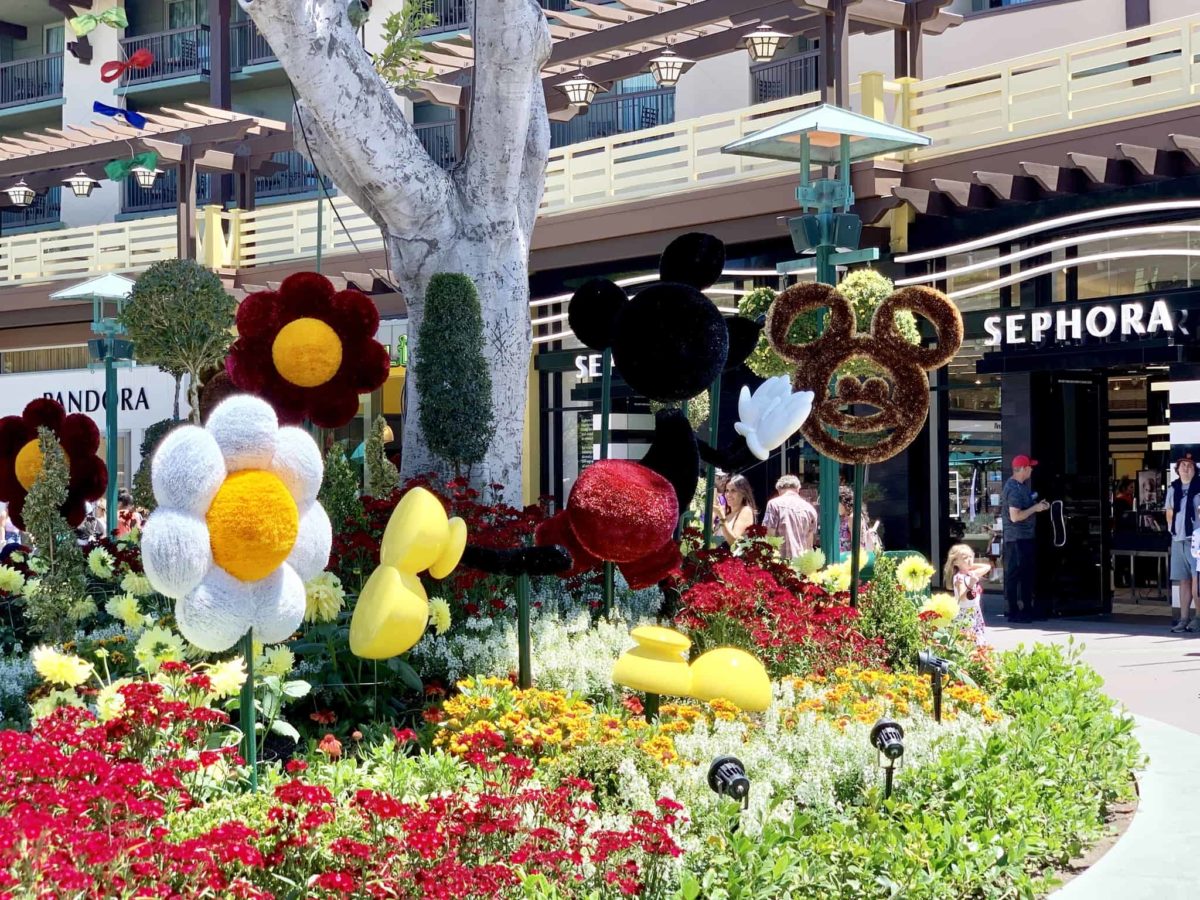Downtown Disney District July 1 2019 Mickey and Friends Abstract Topiaries, Retro Disney Parks Collage Loungefly, and More