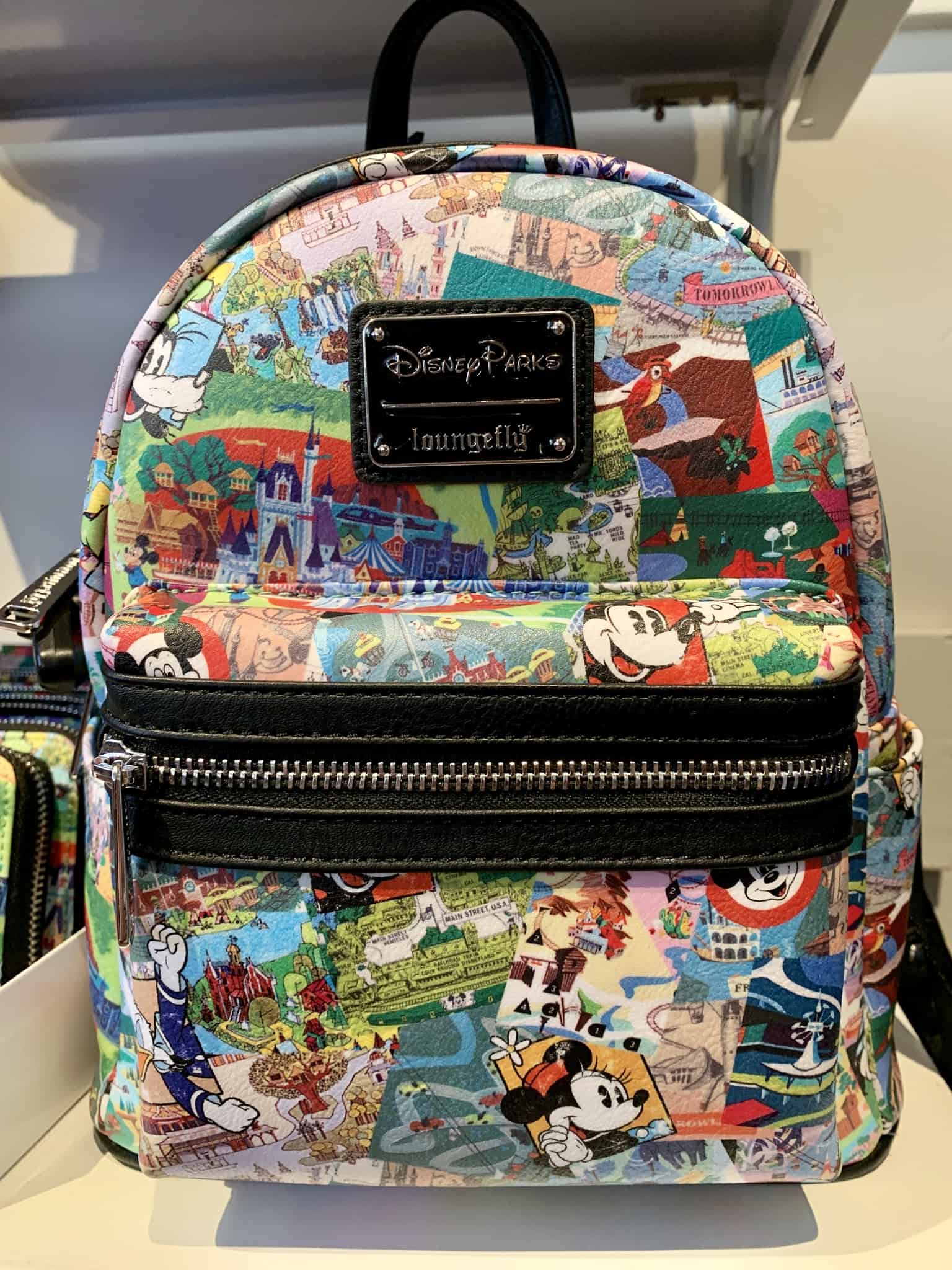 Downtown Disney District July 1 2019 Mickey and Friends Abstract Topiaries, Retro Disney Parks Collage Loungefly, and More